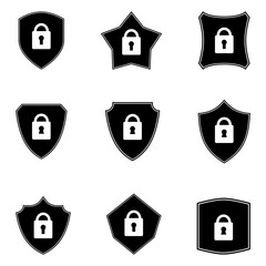 Set of vector security shield signs, Security lock icons, Security shield icon set, Security shield icons, Security, protection signs