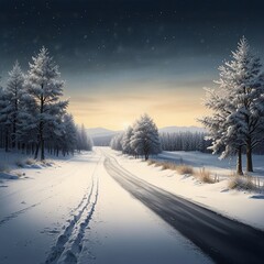 winter landscape with snow