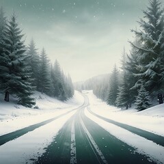 winter road in the forest