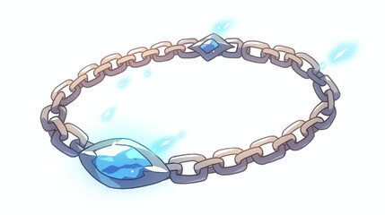 Fantasy Chain Necklace with Glowing Blue Gems