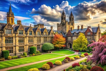 Naklejka premium Exploring the Iconic Architecture and Scenic Landscapes of a Prestigious University Campus