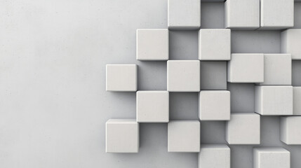 Abstract geometric design featuring a pattern of concrete cube blocks, emphasizing structure and modern aesthetics in a minimalistic style.