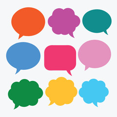 Flat color blank comic speech bubbles bundle set, perfect for creative comic and design projects.