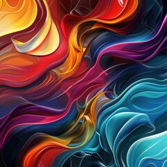 Fototapeta premium Vibrant Abstract Wave Art with Colorful Swirls