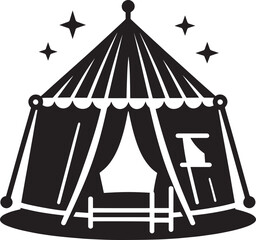 Outdoor camping tent silhouette vector illustration isolated on a white background