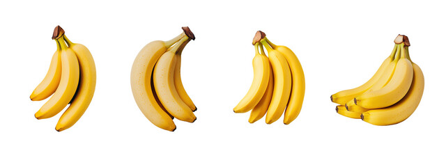 Bunches of bananas on a white background