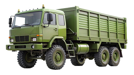 Fototapeta premium Green Military Truck on a Transparent Background