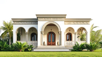 Fototapeta premium Elegant Moroccan Villa with Lush Landscaping