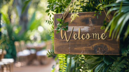 Obraz premium Warm Welcome Sign at Sunset