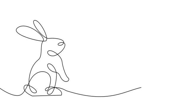 Continuous one line drawing of Easter Bunny rabbit