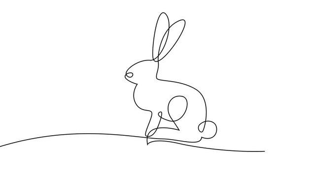 Continuous one line drawing of Easter Bunny rabbit