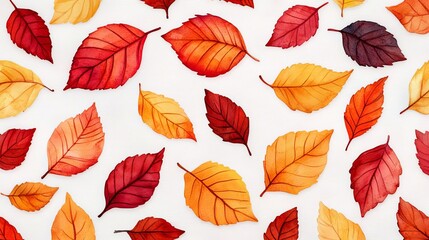 Obraz premium Colorful autumn leaves on a white isolated background.