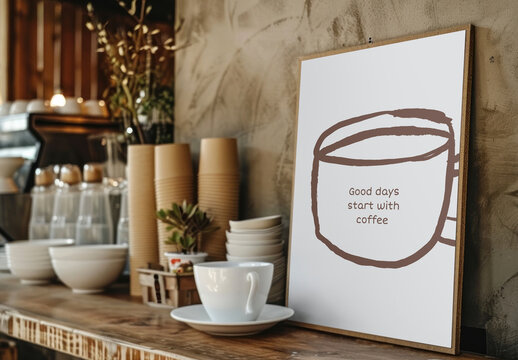 Cafe Poster Mockup With Generative AI