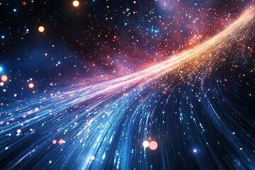 Obraz premium Abstract Blue and Orange Light Trails in a Dark Space