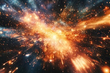 Obraz premium Abstract Space Explosion with Bright Lights and Stars