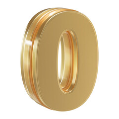 Gold 3D Number 0