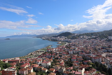 Fototapeta premium Black Sea and Giresun city view from Giresun Castle