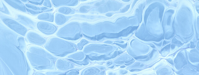 Abstract fluid art background light blue and white colors. Liquid marble. Acrylic painting on canvas with denim gradient
