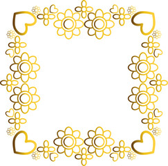 Gold frame with leaf and flowers. 