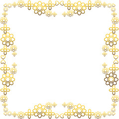 Gold frame with leaf and flowers. 