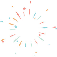 Colorful fireworks in cute cartoon style