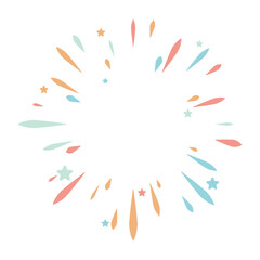 Colorful fireworks in cute cartoon style