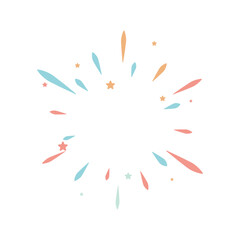 Colorful fireworks in cute cartoon style