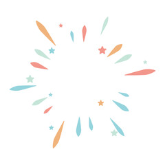 Colorful fireworks in cute cartoon style