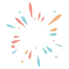 Fototapeta premium Colorful fireworks in cute cartoon style