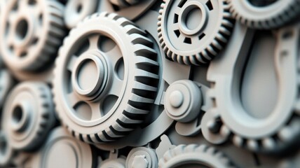 Complex plastic mold with intricate details, prototype creation, 3D illustration