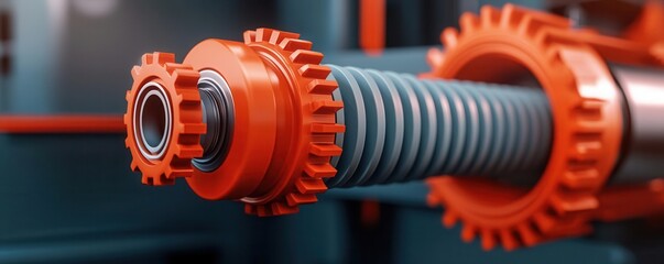 Injection machine in operation, plastic prototype forming, industrial scene, 3D illustration