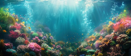 Obraz premium Vibrant Underwater Coral Reef Scene