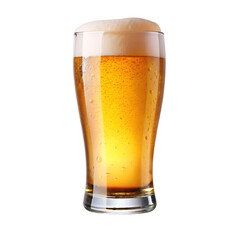 Glass of cold beer on transparent background