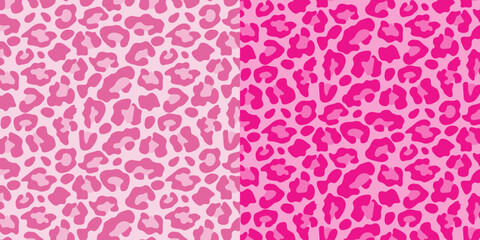 Abstract pink leopard seamless pattern set. Animal skin camouflage background design. Bright vector illustration. © Colomba Rossa