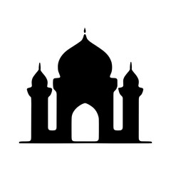 Set of vector Mosque silhouette vector, Islamic religious elements collection, icons for prayer.  Islamic religious symbol black and white 