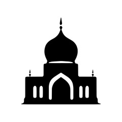 Set of vector Mosque silhouette vector, Islamic religious elements collection, icons for prayer.  Islamic religious symbol black and white 