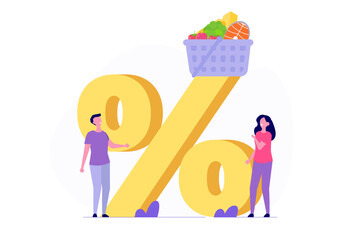 Inflation food price, Grocery Prices Rising concept.