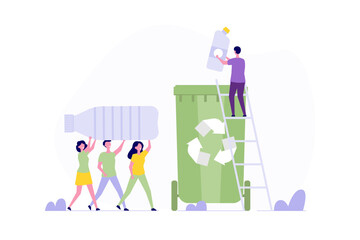 Sorting the garbage, Waste-free lifestyle, zero waste concept. Vector illustration.