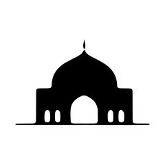 Set of vector Mosque silhouette vector, Islamic religious elements collection, icons for prayer.  Islamic religious symbol black and white 