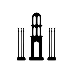 Set of vector Mosque silhouette vector, Islamic religious elements collection, icons for prayer.  Islamic religious symbol black and white 
