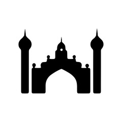 Set of vector Mosque silhouette vector, Islamic religious elements collection, icons for prayer.  Islamic religious symbol black and white 