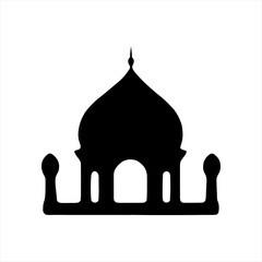 Set of vector Mosque silhouette vector, Islamic religious elements collection, icons for prayer.  Islamic religious symbol black and white 
