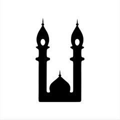 Set of vector Mosque silhouette vector, Islamic religious elements collection, icons for prayer.  Islamic religious symbol black and white 