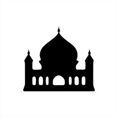 Set of vector Mosque silhouette vector, Islamic religious elements collection, icons for prayer.  Islamic religious symbol black and white 