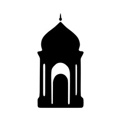 Set of vector Mosque silhouette vector, Islamic religious elements collection, icons for prayer.  Islamic religious symbol black and white 