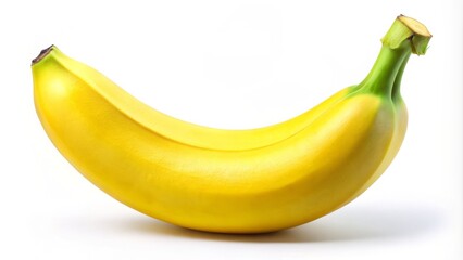 Fresh banana displayed against a white background, ideal for concepts related to healthy eating and tropical fruit