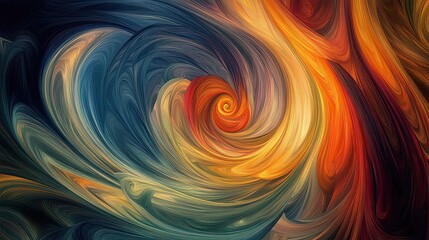 Abstract Swirling Lines in Warm and Cool Hues
