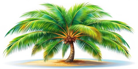 Fototapeta premium Lively palm tree vector art perfect for tropical themes, summer vacations, and beach illustrations, capturing the