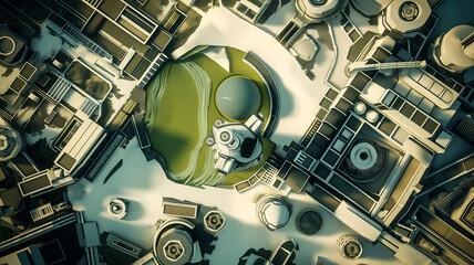 Alien City Battle Map for Sci-Fi DnD, Top-Down Tabletop Role-Playing Game Map, Futuristic Sci-Fi Adventure Background, Virtual Tabletop RPG Asset, High-Resolution Sci-Fi Urban Environment for Space Ex