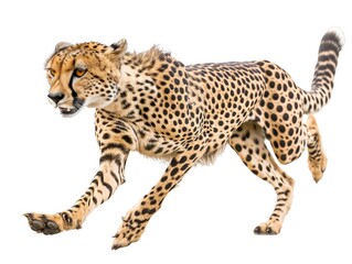 Fototapeta premium Cheetah in Motion Isolated On White Background